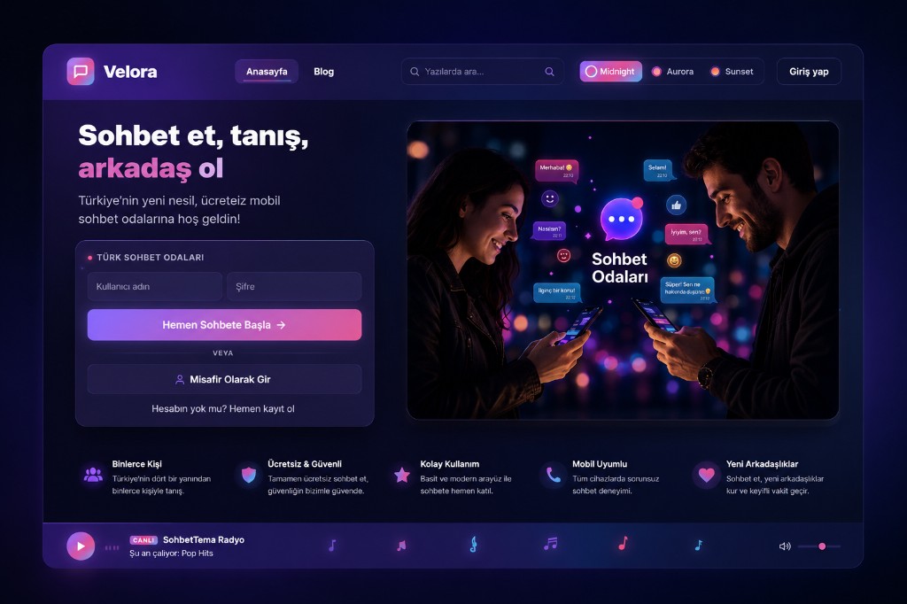 Velora WordPress sohbet teması önizleme
